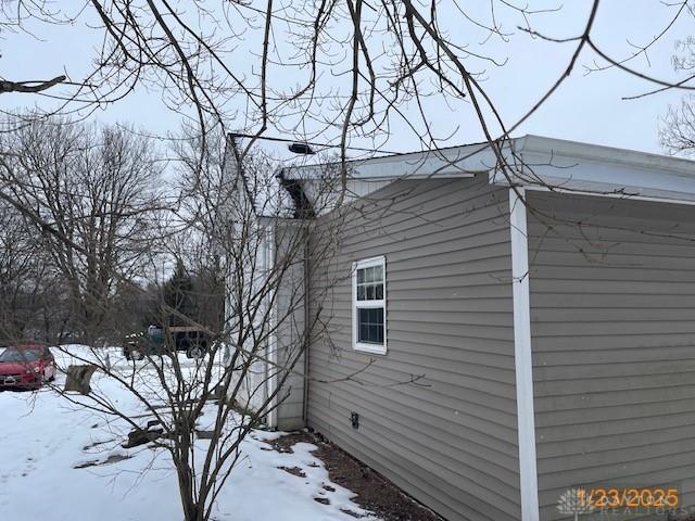 view of snow covered exterior