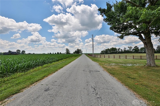 view of road featuring a rural view