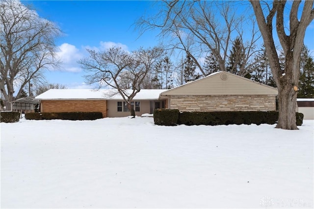 view of snow covered property