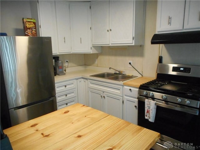 kitchen with stainless steel appliances, sink, and extractor fan