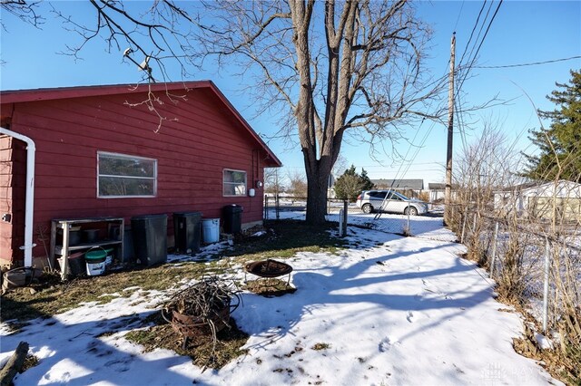 view of snow covered exterior