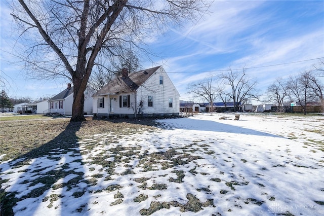 view of snow covered exterior