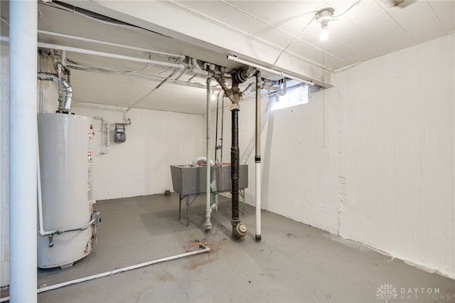 basement featuring water heater