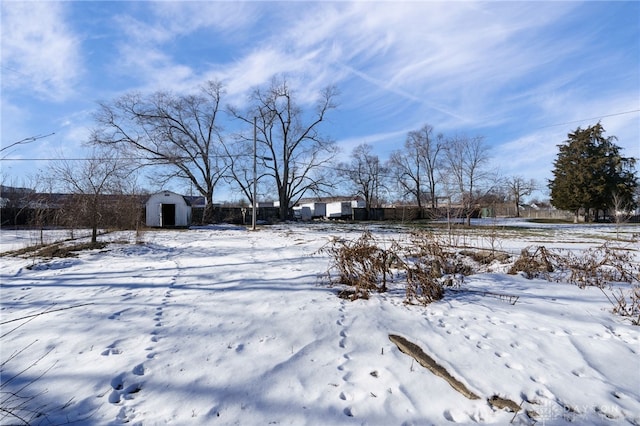 view of yard covered in snow