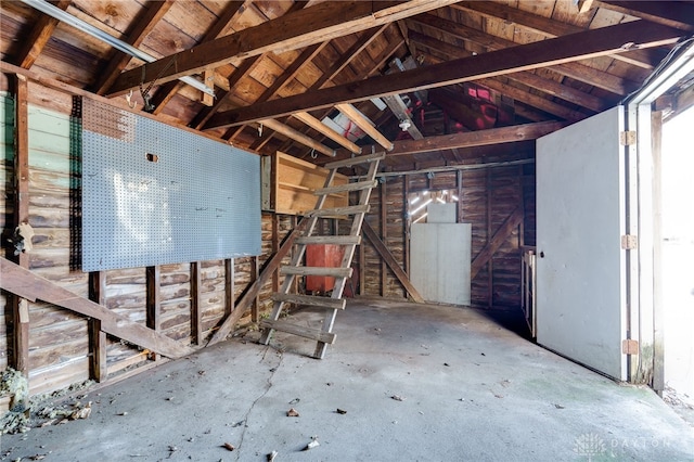 miscellaneous room featuring vaulted ceiling