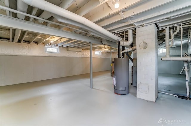 basement with gas water heater