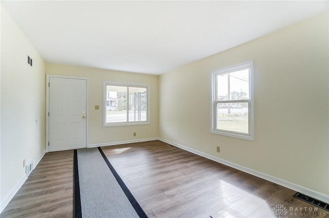 interior space with light hardwood / wood-style flooring