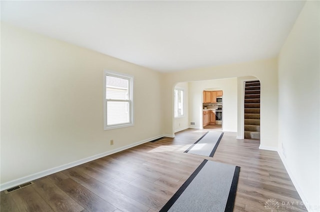 empty room featuring light wood-type flooring