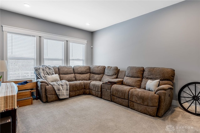 living room with carpet flooring