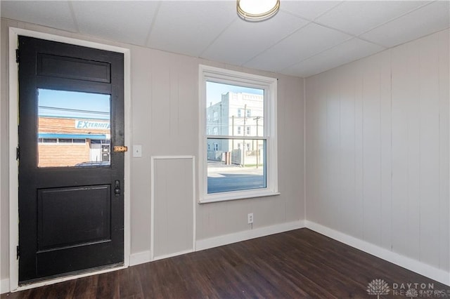 doorway to outside featuring dark hardwood / wood-style floors