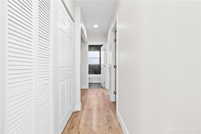 hall featuring light wood-type flooring