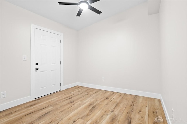 unfurnished room featuring hardwood / wood-style flooring and ceiling fan