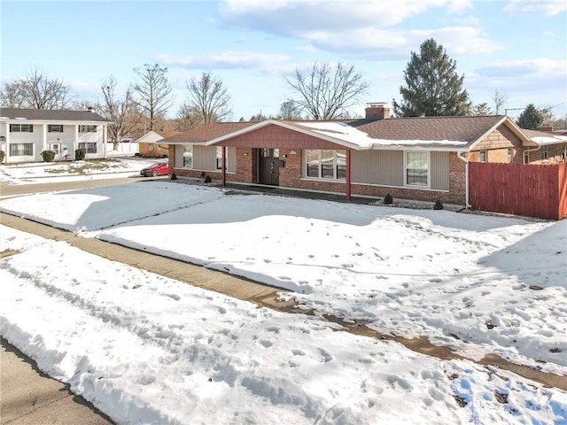 view of single story home