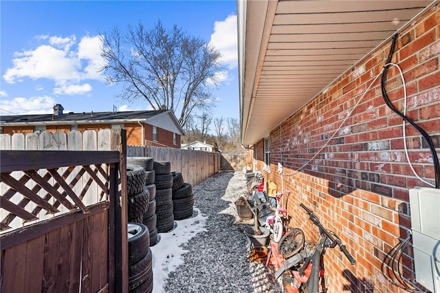 view of snow covered property