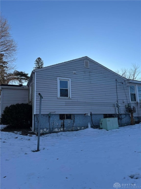 view of snowy exterior