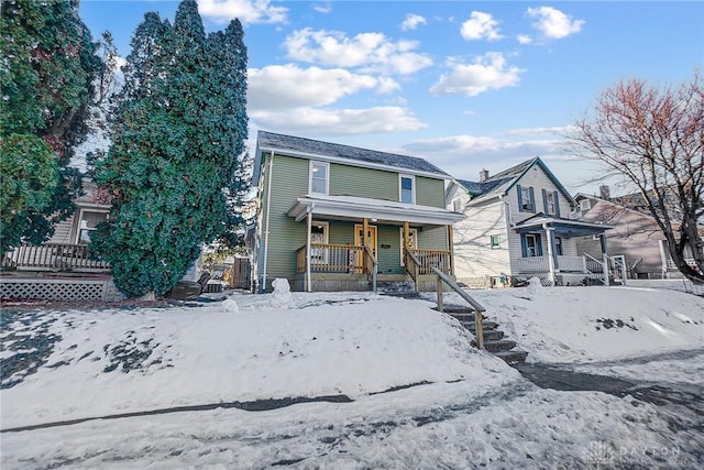 view of front property with covered porch