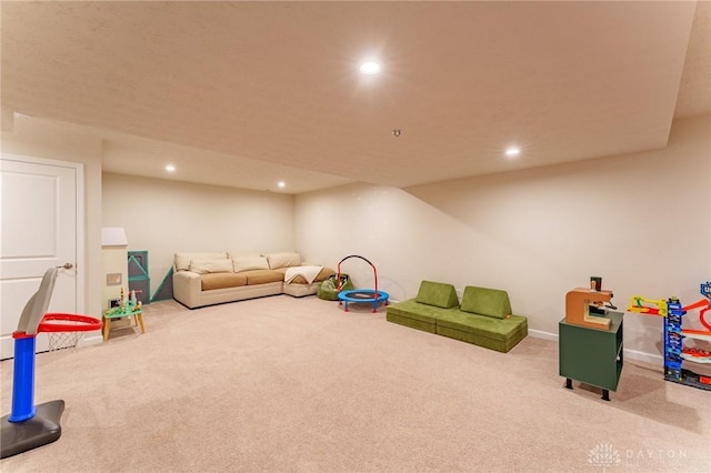 game room with carpet flooring