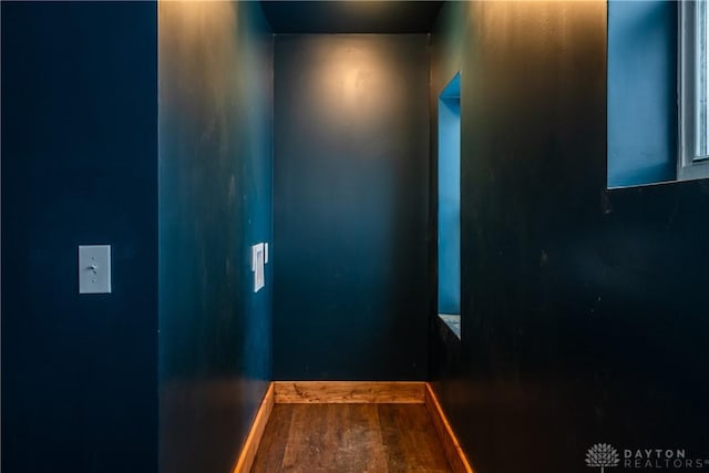 hallway featuring wood-type flooring