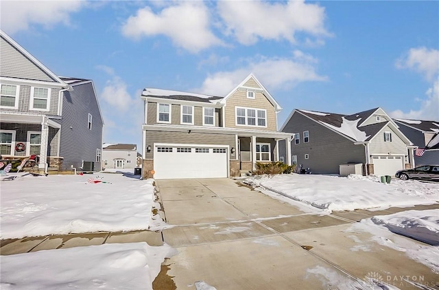 view of front of house with a garage and a porch