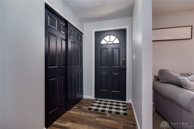 foyer entrance featuring dark hardwood / wood-style flooring