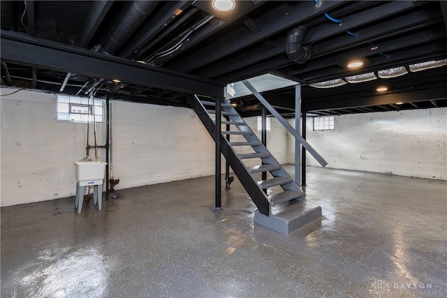 basement featuring sink