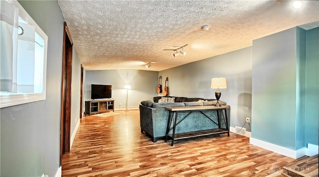 living room with light hardwood / wood-style flooring