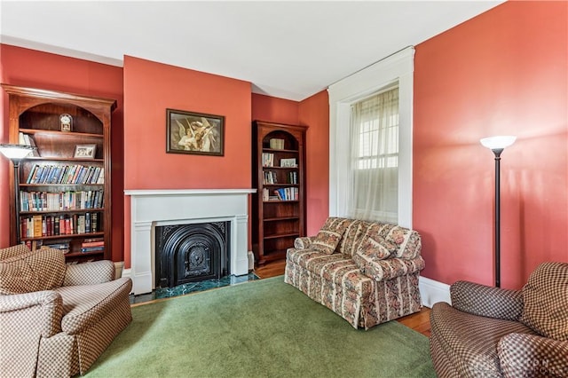 1311 US Route 50, Miami Township, OH 45150 - living room featuring a fireplace, baseboards, and built in shelves