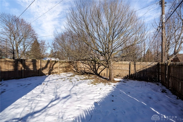 view of yard covered in snow