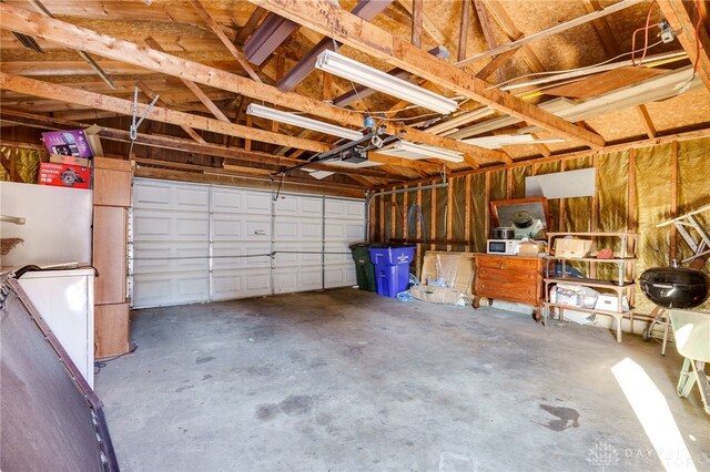 garage with a garage door opener