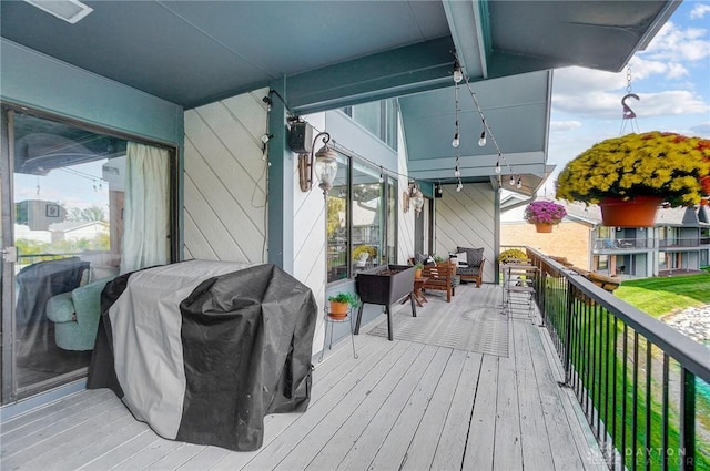 deck featuring grilling area