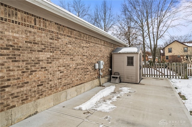 view of snow covered patio