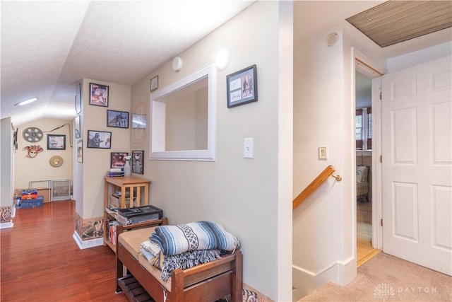 111 W Pinehurst St, Sidney, OH 45365 - hall featuring baseboards, visible vents, wood finished floors, and lofted ceiling