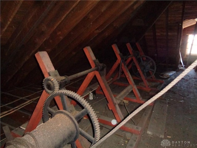 view of unfinished attic