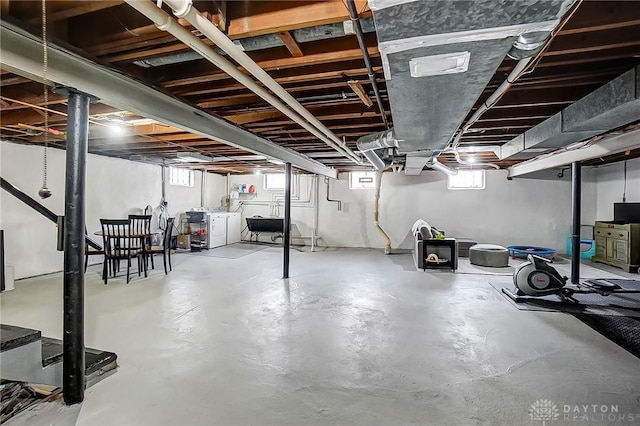 basement with washer and dryer