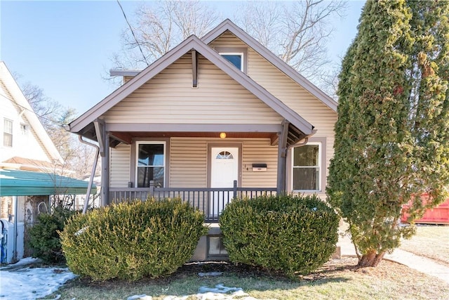 bungalow-style home with covered porch