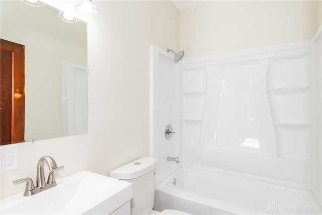 full bathroom featuring shower / tub combination, toilet, and sink