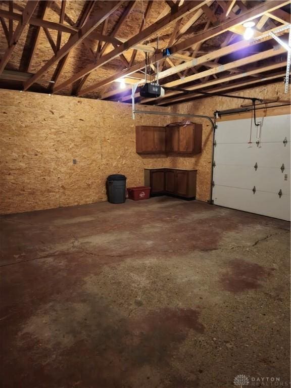 garage with a garage door opener