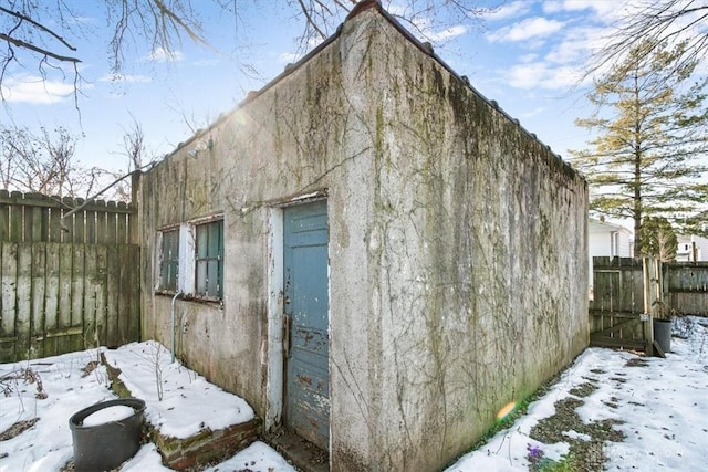 view of snow covered property