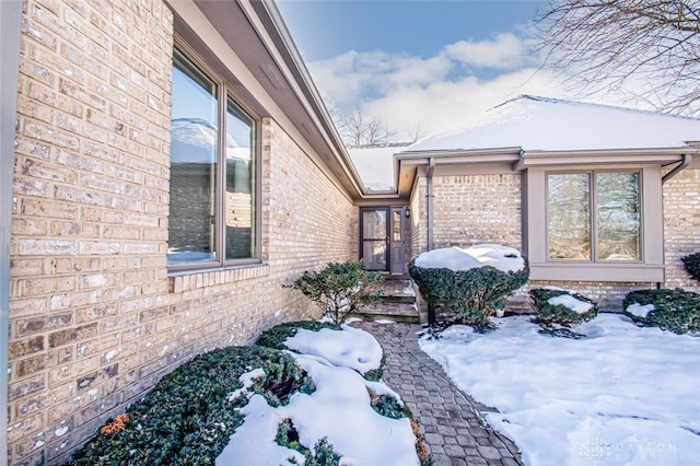 view of snow covered exterior