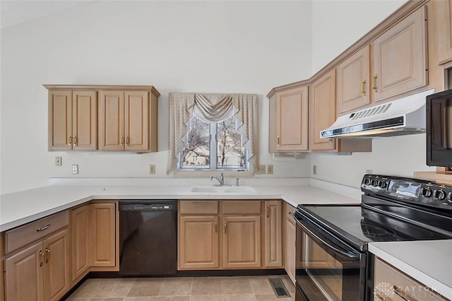 kitchen with sink and black appliances