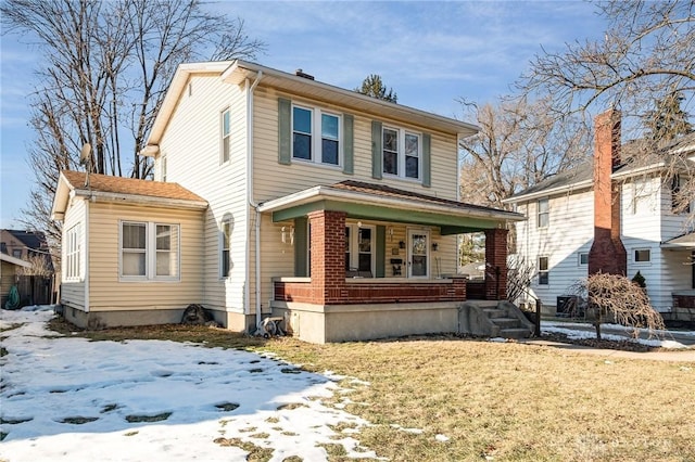 view of front property with covered porch