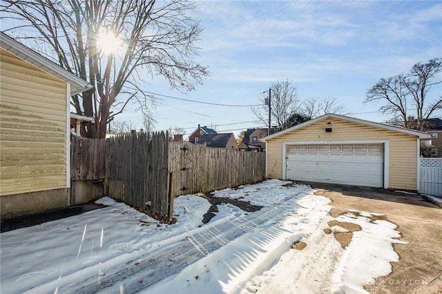 view of snow covered garage