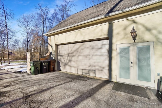 garage featuring french doors