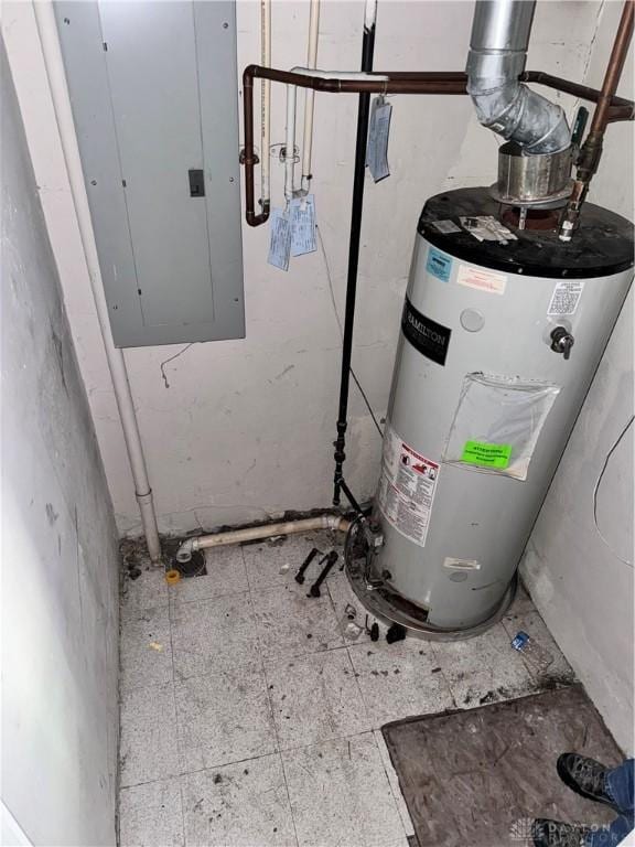 utilities with water heater and electric panel