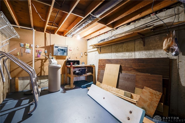 basement featuring a workshop area