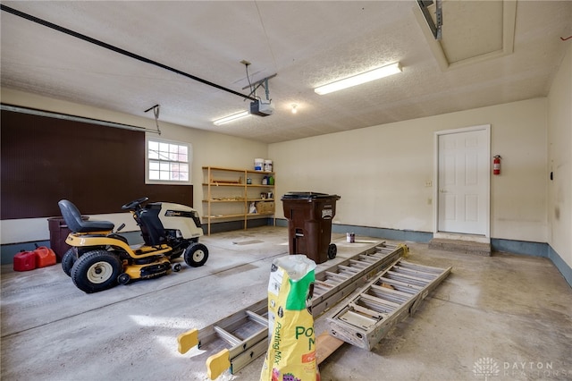 garage with a garage door opener