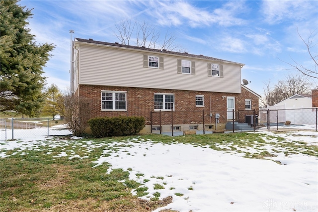 view of snow covered property