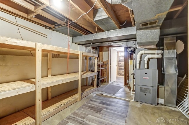 basement with heating unit