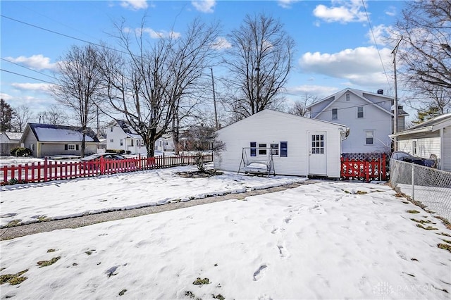 view of yard covered in snow