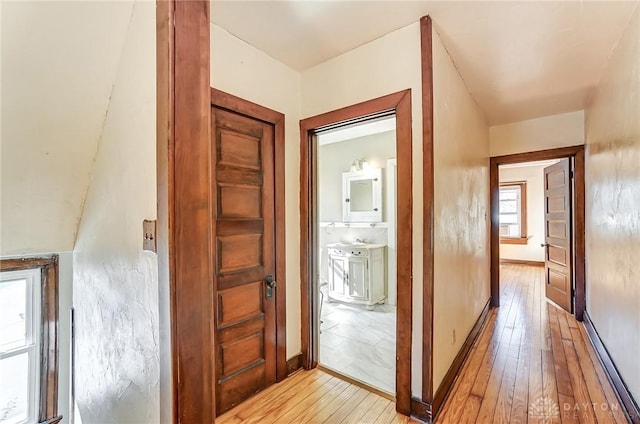 hallway featuring light hardwood / wood-style floors